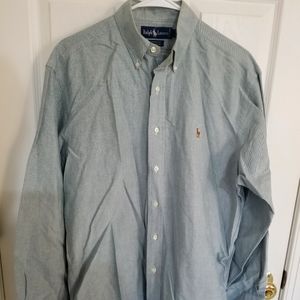 Polo long sleeve 15.5/33 light green solid shirt